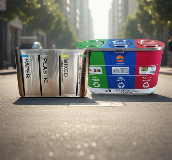 Stainless Steel Trio Dustbin